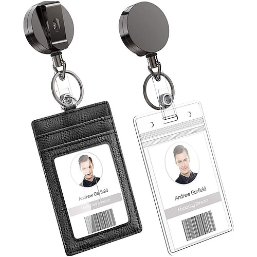 

ID Card Holder PU Leather Name Card Holder Waterproof Transparent Pocket for Women Men