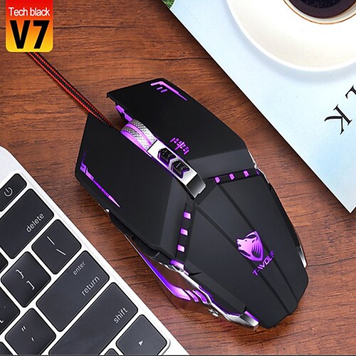 

Optical Gaming Mouse Led Breathing Light 2000 dpi 5 Adjustable DPI Levels 7 pcs Keys