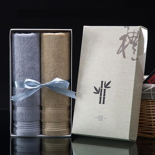 

Bamboo Fiber Towel Stripe Machine Washable Super Soft Highly Absorbent Quick Dry For Bathroom Hotel Spa with Gift Box