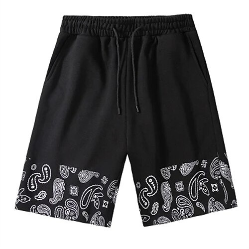 

Men's Chic Modern Casual Shorts Pocket Print Knee Length Pants Casual Daily Inelastic Cashew nuts Mid Waist Black Gray M L XL XXL 3XL