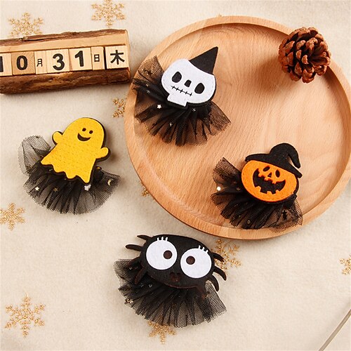 

4 Pcs New Cross-border Halloween Hairpin Children Adult Cute Cartoon Hair Accessories Ghost Funny Gift Headwear