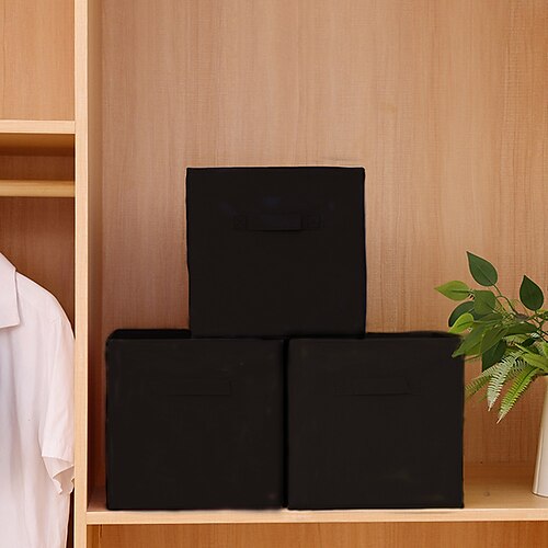 

1 Pc Foldable and Uncovered Storage Box Household Non-woven Underwear Storage Box Large Finishing Box Wardrobe Sundry Storage Box (Black)