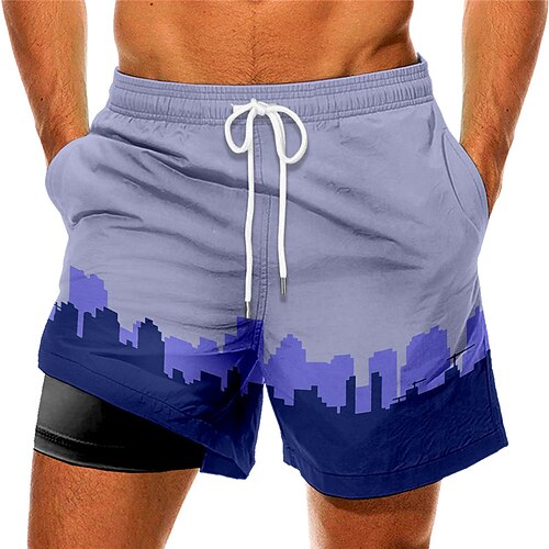 

Men's Swim Trunks Swim Shorts Quick Dry Board Shorts Bathing Suit Compression Liner with Pockets Drawstring Swimming Surfing Beach Water Sports Printed Spring Summer