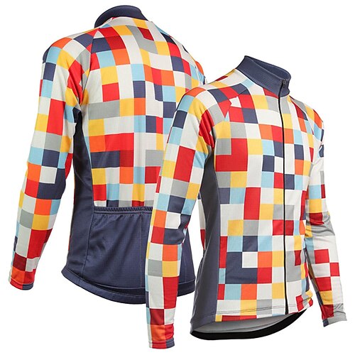

21Grams Men's Cycling Jersey Long Sleeve Bike Top with 3 Rear Pockets Mountain Bike MTB Road Bike Cycling Breathable Quick Dry Moisture Wicking Reflective Strips Red Polyester Spandex Sports Clothing