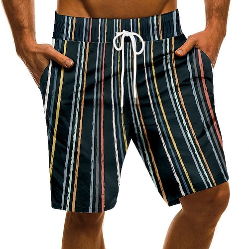 

Men's Swim Trunks Swim Shorts Quick Dry Board Shorts Bathing Suit with Pockets Drawstring Swimming Surfing Beach Water Sports Stripes Printed Spring Summer