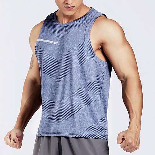 

Men's Running Tank Top Reflective Strip Sleeveless Tee Tshirt Athletic Spandex Breathable Quick Dry Moisture Wicking Gym Workout Running Active Training Sportswear Activewear Solid Colored Black Sky