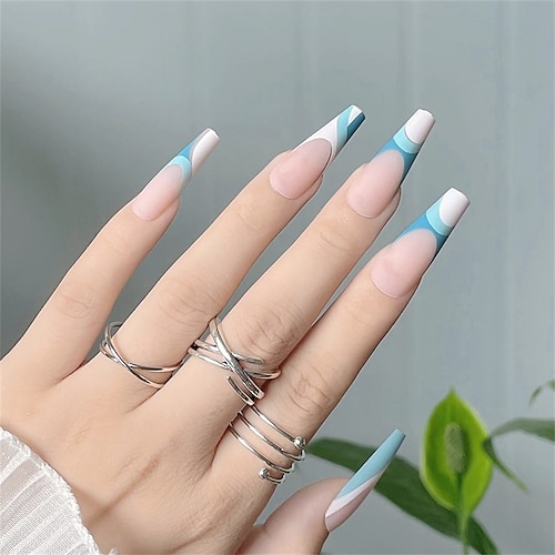 

24pcs European and American Simple French Lines Wear Manicure Finished Fake Nail Manicure Patch Nail Patch False Nail