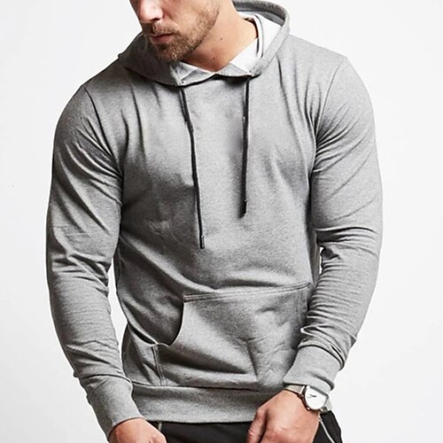 

Men's Hoodie Pullover Hoodie Sweatshirt Solid Color Pocket Daily Holiday Going out non-printing Casual Streetwear Hoodies Sweatshirts Black Wine Khaki