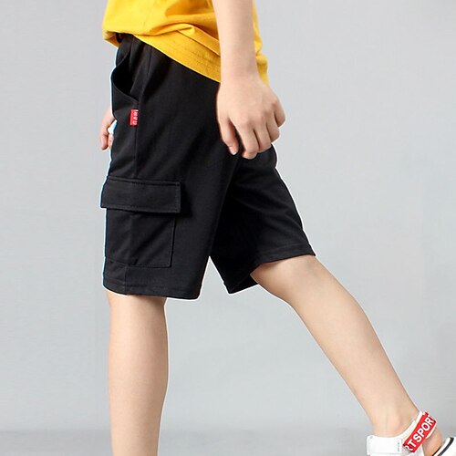 

Kids Boys Shorts Black Blue Gray Solid Colored Fall Spring Active Casual 4-12 Years