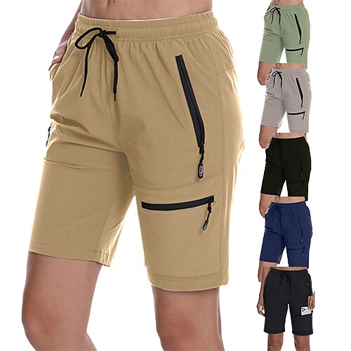 

Dame Cargoshorts Turshorts Sommer Utendørs Pustende Lettvekt Multi Pocket Stretch Shorts Bunner Snorer Elastisk midje Lomme med glidelås Svart Lysegrå Spandex Jakt Fisking Camping / fotturer