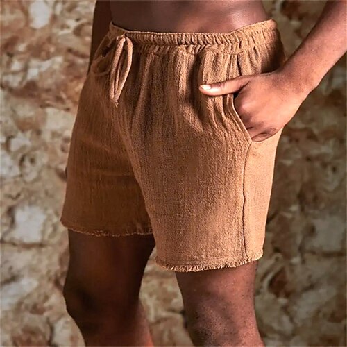 

Men's Classic Style Fashion Active Shorts Drawstring Elastic Waist Short Pants Sports Outdoor Casual Micro-elastic Solid Color Cotton Blend Comfort Breathable Mid Waist Khaki L XL XXL 3XL 4XL