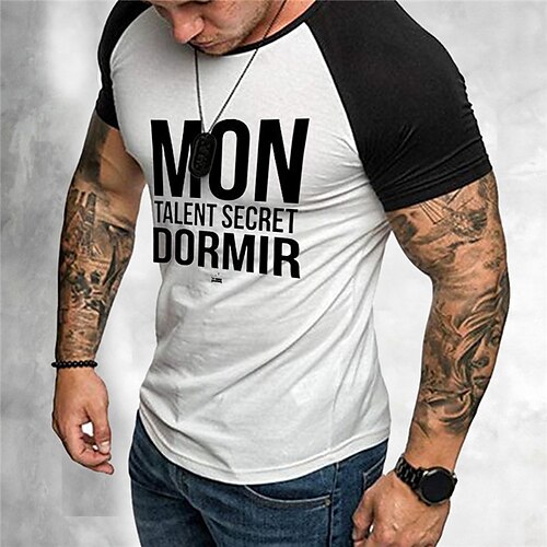 

Men's T shirt Tee Hot Stamping Graphic Patterned Color Block Letter Crew Neck Street Daily Patchwork Print Short Sleeve Tops Designer Casual Fashion Comfortable White / Summer / Sports / Summer