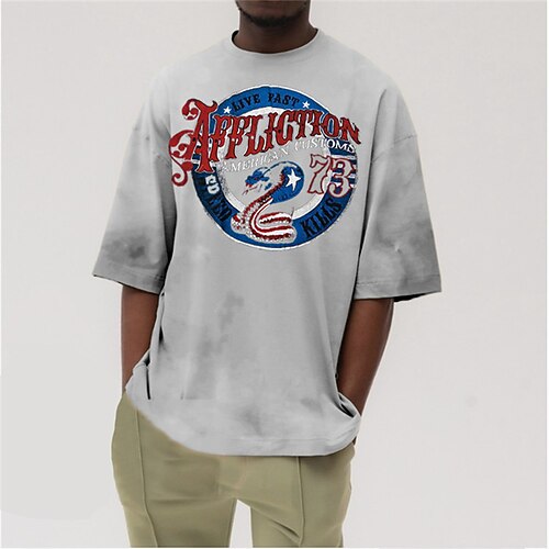 

Men's T shirt Tee 3D Print Graphic Patterned Snake Letter Plus Size Crew Neck Daily Sports Print Half Sleeve Tops Designer Basic Casual Oversized Green White Black / Summer