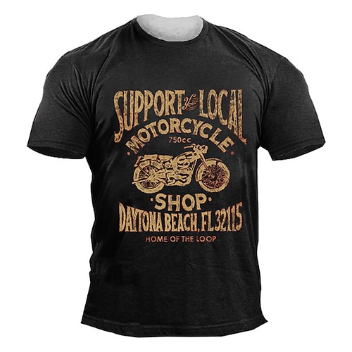 

Men's Unisex T shirt Tee 3D Print Graphic Patterned Motorcycle Letter Crew Neck Street Daily Print Short Sleeve Tops Designer Casual Vintage Big and Tall Black Army Green Navy Blue / Summer