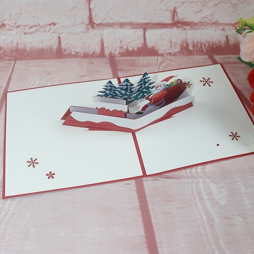 

2pcs Christmas Tree Santa Claus Card 3D Pop-Up Cards Congratulations Cards for Gift Decoration Party 3D with Envelope 125.9 inch Paper
