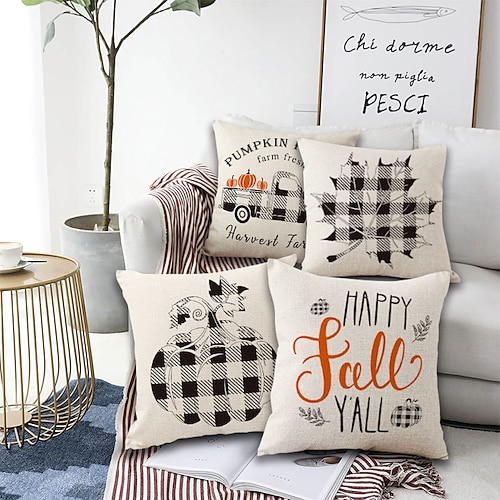 

Autumn Double Side Cushion Cover 4PC Soft Decorative Square Throw Pillow Cover Cushion Case Pillowcase for Sofa Bedroom Superior Quality Machine Washable