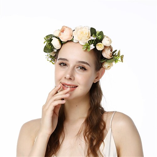 

Bohemian Simulation Rose Garland Headgear Headband Wedding Photo Photo Bridal Headgear