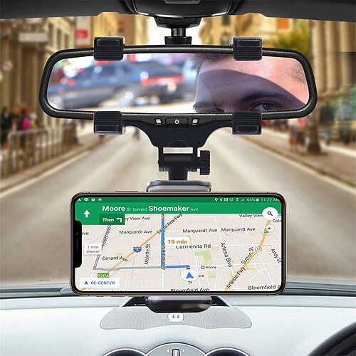 

køretøjs bakspejl telefonholder montering universal smartphone vugge kompatibel til iphone 13 12 pro max mini 11 xr xs x 8 note 20 10 9 galaxy s22 s21 s20 s10 google map gps navigation