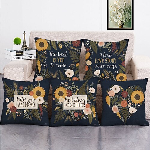 

Autumn Sunflower Double Side Cushion Cover 5PC Soft Decorative Square Throw Pillow Cover Cushion Case Pillowcase for Bedroom Livingroom Superior Quality Machine Washable Indoor Cushion for Sofa Couch Bed Chair