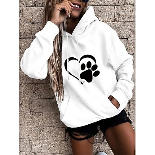 

Women's Pullover Hoodie Sweatshirt Graphic Prints Other Prints Casual Hoodies Sweatshirts White