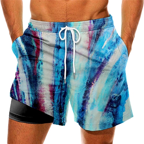 

Men's Swim Trunks Swim Shorts Quick Dry Board Shorts Bathing Suit Compression Liner with Pockets Drawstring Swimming Surfing Beach Water Sports Gradient Printed Spring Summer
