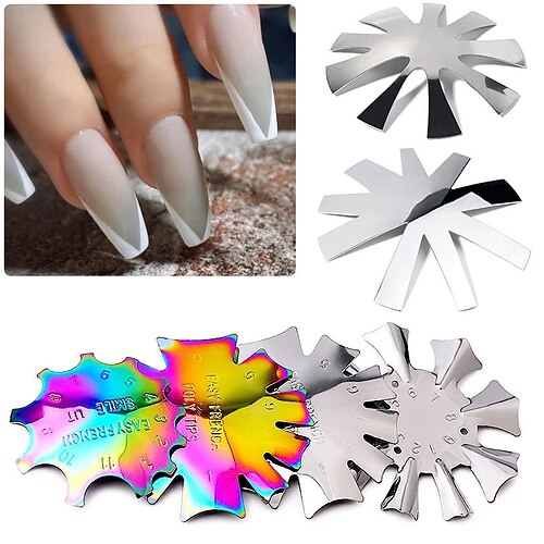 

4 pcs Nail DIY Tools Nail Art New Symphony French Manicure Shaped Steel Plate Model Crystal Nail Making Stainless Steel Template