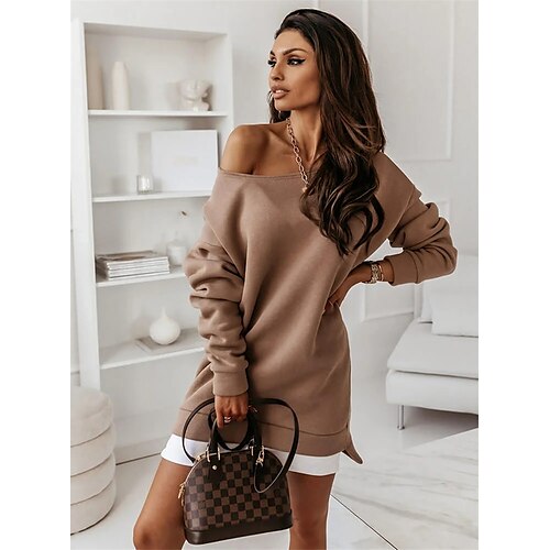 

Women's Hoodie Dress Solid Color Casual Daily Active Streetwear Hoodies Sweatshirts Purple Pink Khaki