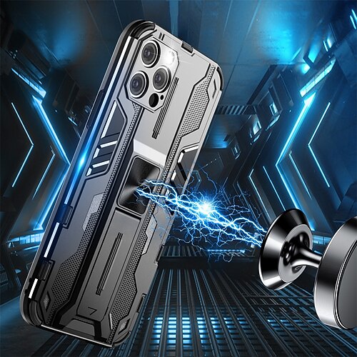

Phone Case For Apple Magnetic Adsorption iPhone 13 Pro Max 12 Mini 11 X XR XS Max 8 7 Bumper Frame with Stand Magnetic Shockproof Armor Case Silica Gel PC
