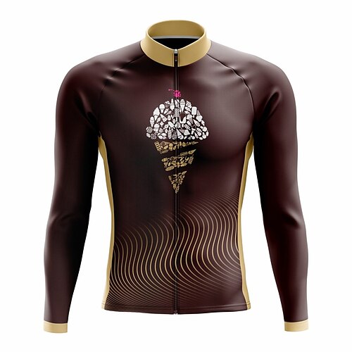 

21Grams Men's Cycling Jersey Long Sleeve Bike Top with 3 Rear Pockets Mountain Bike MTB Road Bike Cycling Breathable Quick Dry Moisture Wicking Reflective Strips Brown Graphic Polyester Spandex Sports