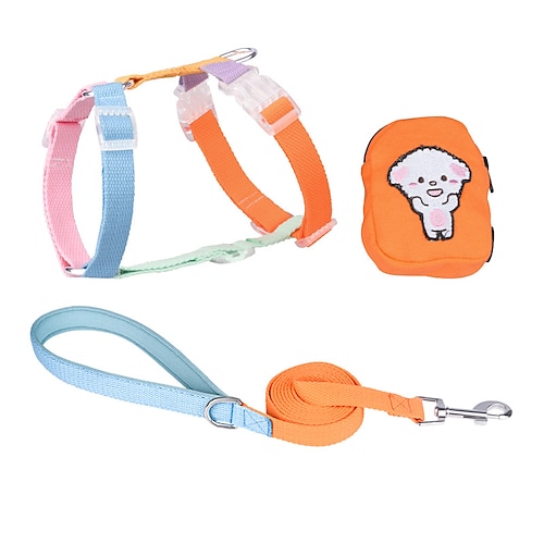 

32 Pcs The New Macaron Contrast Color Pet Chest Strap I-shaped Anti-break Free Cat Leash Out Of The Dog Garbage Bag