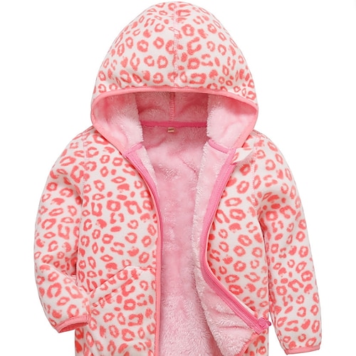 

Kids Girls' Coat Outerwear Lip Leaves Long Sleeve Zipper Coat Daily Cotton Active Adorable Pink Red Fall Spring 2-8 Years