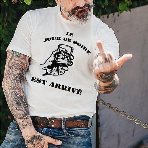 

Men's Unisex T shirt Tee Hot Stamping Graphic Prints Drink Letter Crew Neck Street Daily Print Short Sleeve Tops Designer Casual Big and Tall Sports White / Summer / Summer