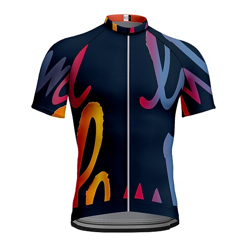 

21Grams Men's Cycling Jersey Short Sleeve Bike Top with 3 Rear Pockets Mountain Bike MTB Road Bike Cycling Breathable Quick Dry Moisture Wicking Reflective Strips Black Graffiti Polyester Spandex