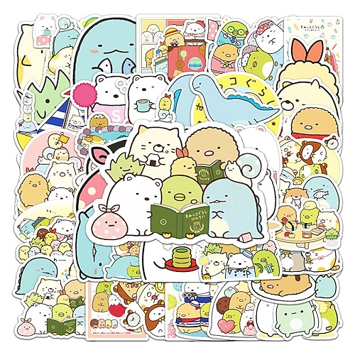

50pcs Animal Stickers for Student Notebook Gifts Waterproof Self-adhesive Cartoon for Women Men Girls