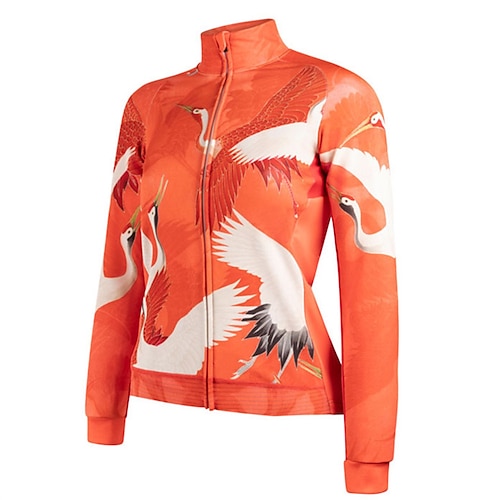 

21Grams Women's Long Sleeve Cycling Jersey Bike Top with 3 Rear Pockets Mountain Bike MTB Road Bike Cycling Breathable Quick Dry Moisture Wicking Orange Animal Spandex Polyester Sports Clothing