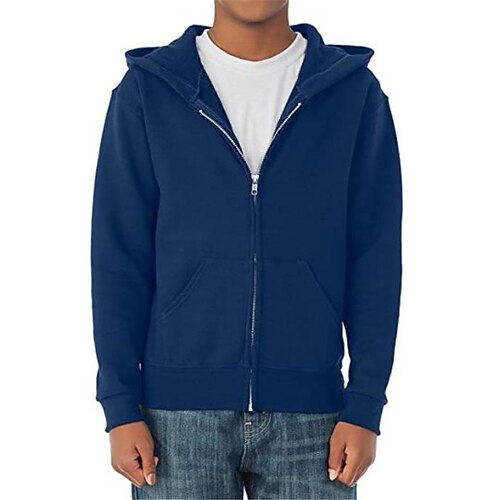 

Kids Boys Coat Outerwear Plain Long Sleeve Zipper Coat Street Active Sport Royal Blue Navy Blue Fall Spring 3-12 Years