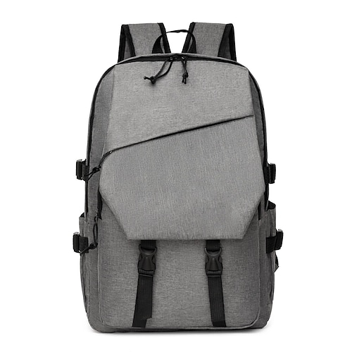 

Men's Unisex School Bag Bookbag Commuter Backpack Oxford Cloth Nylon Striped Solid Color Large Capacity Waterproof Zipper School Formal Office & Career Black Gray