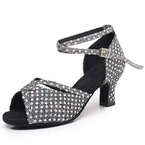 

Damen Schuhe für den lateinamerikanischen Tanz Tanzschuhe Abiball Praxis Professionell Blinkende Schuhe Funkelnde Schuhe Party / Abend Professionell Kristall / Strass Stöckelschuh Runde Zehe Schnalle