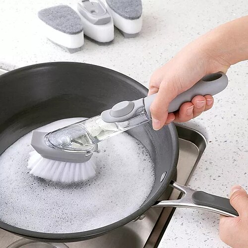 

kjøkken spesiallangt skaft hydraulisk grytebørste non-stick olje automatisk fylling væske børste gryte børste rengjøringsbørste oppvaskbørste børste grytebørste