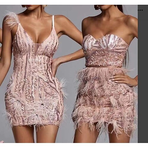 

The Great Gatsby Charleston Roaring 20s 1920s Cocktail Dress Vintage Dress Flapper Dress Feather Dress Women's Sequins Costume Vintage Cosplay Party Dress Masquerade