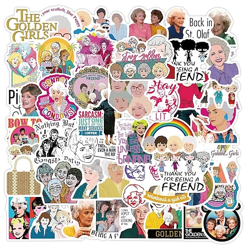 

50PCS Golden Girls Stickers for Laptop and computer Funny combination Stickers Waterproof Vinyl stickers for Water Bottle Stationery Luggage Skateboard Surfboard Guitar Cute Graffiti Decals