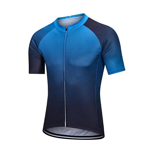 

21Grams Men's Cycling Jersey Short Sleeve Bike Top with 3 Rear Pockets Mountain Bike MTB Road Bike Cycling Breathable Quick Dry Moisture Wicking Reflective Strips Blue Gradient Polyester Spandex