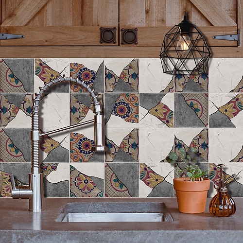 

Mosaic Kitchen Oil-proof And Waterproof Tile Paste Crystal Film Dushanbe Crack Pattern Tile Renovation Thickened Wall Sticker