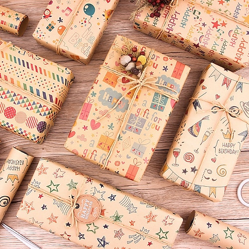 

6 PCS Birthday Anniversary Candy Cake Wrapping Paper for Gift Decoration Party 2028 inch Kraft Paper