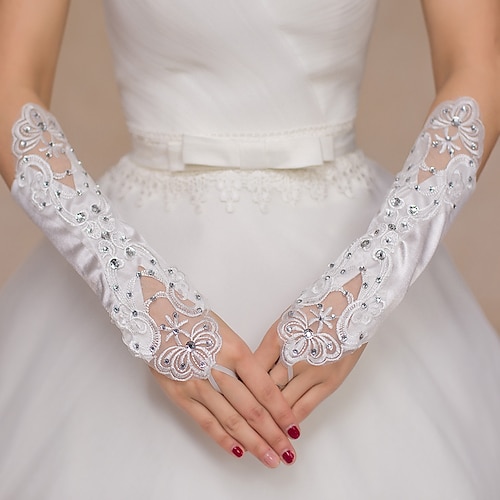

Polyester Elbow Length Glove Elegant / Gloves With Pure Color / Crystals / Rhinestones Wedding / Party Glove