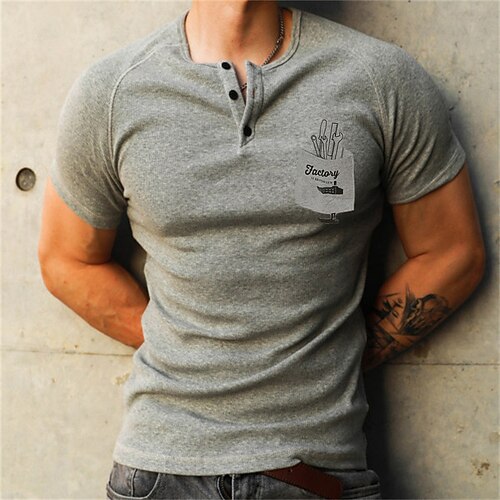 

Men's T shirt Tee Hot Stamping Graphic Patterned Crew Neck Street Daily Button-Down Print Short Sleeve Tops Designer Casual Fashion Comfortable Gray / Summer / Sports / Summer