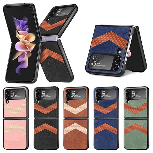 

Phone Case For Samsung Galaxy Flip Z Flip 4 Flip Shockproof Graphic Patterned Solid Colored PU Leather