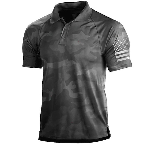 

Men's Collar Polo Shirt Golf Shirt Camo / Camouflage Turndown Black / Gray Green Red Brown 3D Print Street Daily Short Sleeve 3D Button-Down Clothing Apparel Fashion Casual Breathable Comfortable