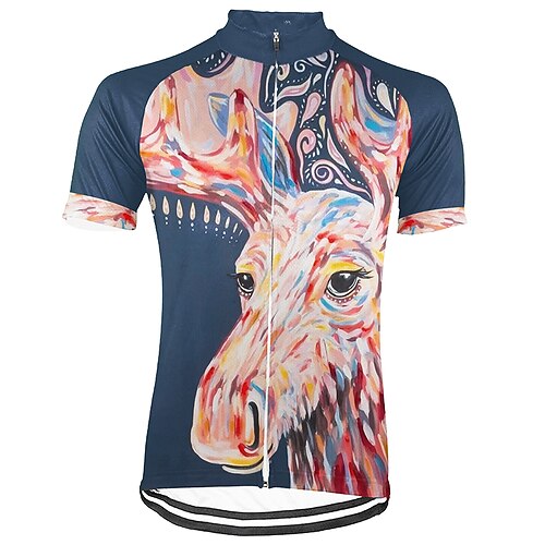 

21Grams Men's Cycling Jersey Short Sleeve Bike Top with 3 Rear Pockets Mountain Bike MTB Road Bike Cycling Breathable Quick Dry Moisture Wicking Reflective Strips Dark Navy Polyester Spandex Sports