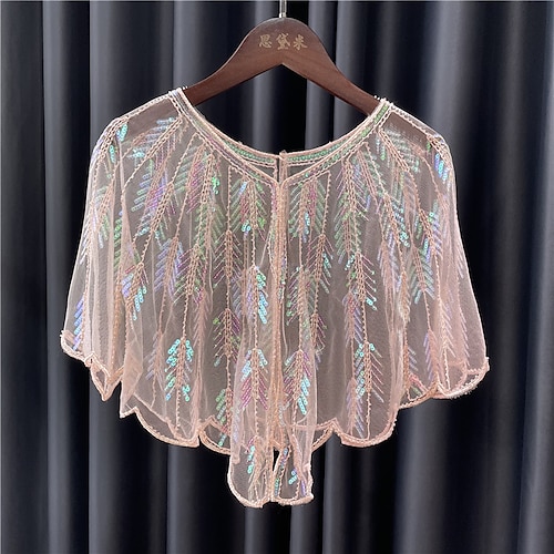 

Shawl & Wrap Shawls Women's Wrap Bolero Glittering 1920s Sparkle & Shine Sleeveless Tulle Wedding Wraps With Paillette For Wedding Guest Spring & Summer